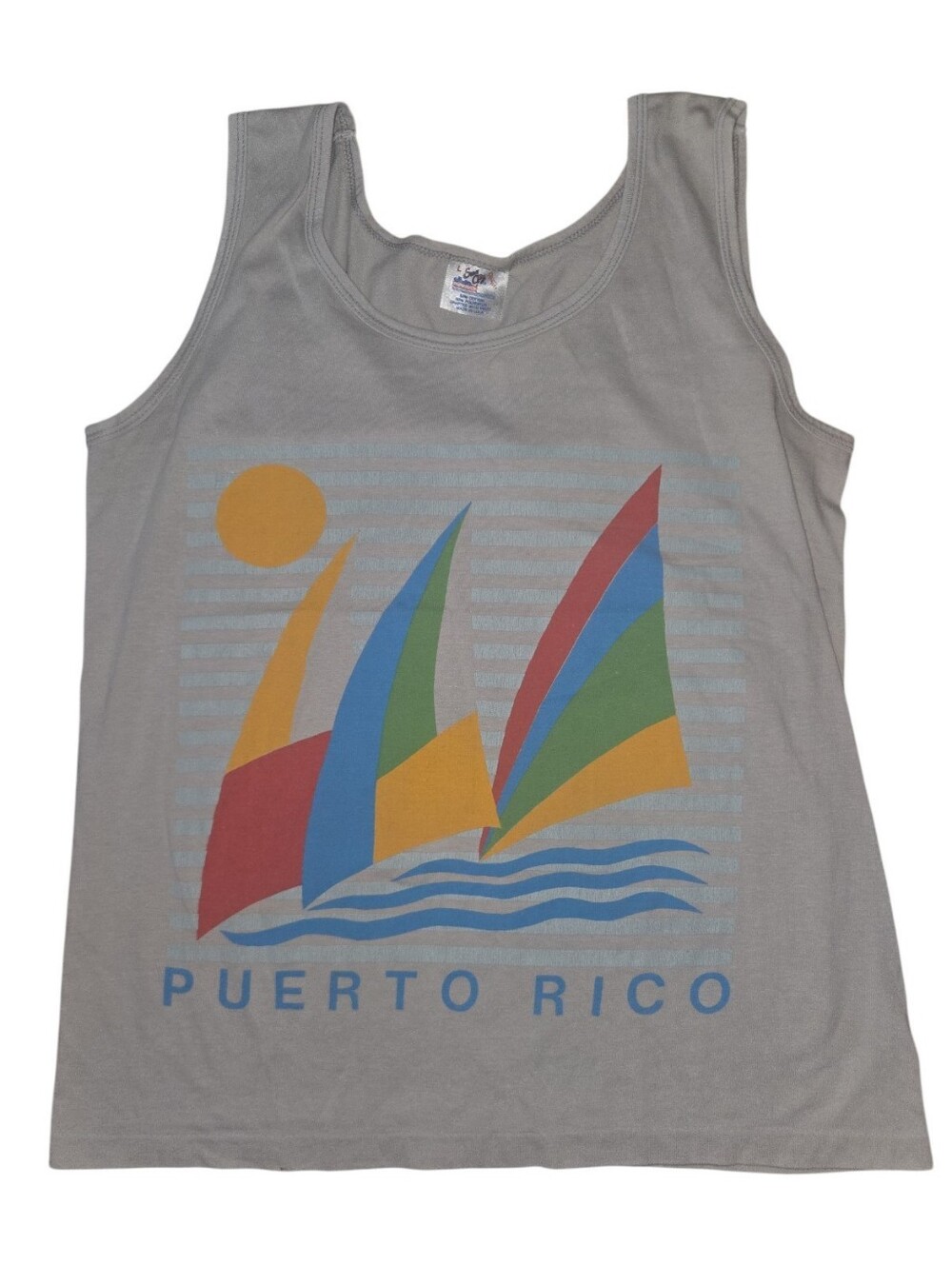 Vintage Puerto Rico Multicolor Sail Graphic Tank Size L